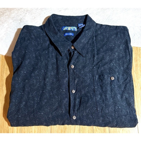 Campia Mens Shirt Black 90s Floral XXL button up short sleeve 100% Rayon - Picture 5 of 5